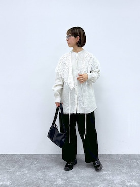 「studio CLIP（スタディオクリップ）の【CLIP BY STAFF/moezo企画】2WAY合皮ショルダーバッグ（ショルダーバッグ、ブラック系）」を使った、さちち さん（レディース・156cm）の春コーディネート