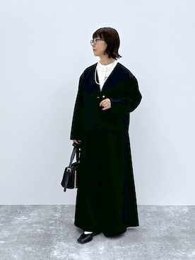 「アイテム（ノーカラージャケット）」を使った、さちち さん（レディース・156cm）の秋コーディネート