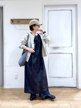 「studio CLIP（スタディオクリップ）のウォッシュロゴキャップ（キャップ）」を使った、さちち さん（レディース・156cm）の夏コーディネート