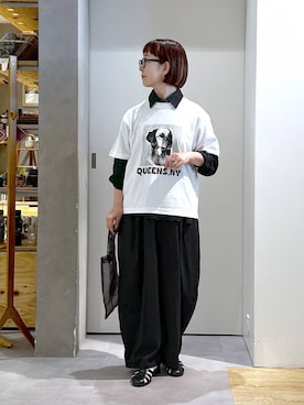 「studio CLIP（スタディオクリップ）の【daily CLIP】holiday オーガンジー刺繍バッグ（トートバッグ、ホワイト系）」を使った、さちち さん（レディース・157cm）の夏コーディネート