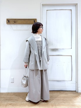 「50代前半です」｜「アイテム（ノーカラーコート）」を使った、さちち さん（レディース・156cm）の秋コーディネート