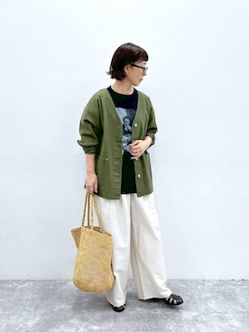 「アイテム（デニムジャケット）」を使った、さちち さん（レディース・156cm）の夏コーディネート