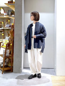 「studio CLIP（スタディオクリップ）のコットンサテンゆるテーパードパンツ[プチ・プラスサイズあり]（その他パンツ、その他）」を使った、さちち さん（レディース・156cm）の春コーディネート