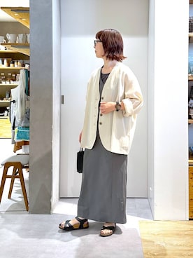 「アイテム（ノーカラージャケット）」を使った、さちち さん（レディース・156cm）の秋コーディネート