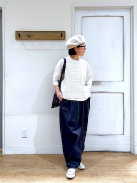 「アイテム（エコバッグ/サブバッグ、パープル系）」を使った、さちち さん（レディース・156cm）の秋コーディネート