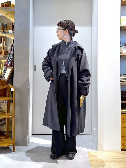 OzzOn hikozoh シャーリング ダブルジップ シースルーカーディガン ONCILY（オンシェリー） シャツ LAYERED COLOR KNIT SHIRT CARDIGAN トップス