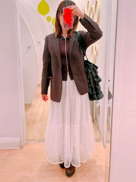 「w closet（ダブルクローゼット）のアイテム」を使った、せいかさん（レディース・152cm）の秋コーディネート