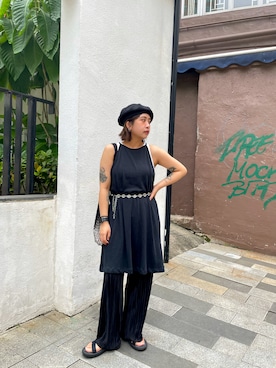 「H&M（エイチ・アンド・エム）のアイテム（かごバッグ）」を使った、Pipiさん（レディース・160cm）の夏コーディネート