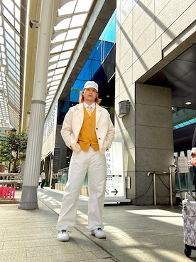 「GU（ジーユー）のアイテム（キャップ）」を使った、ようさん（メンズ・177cm）の春コーディネート