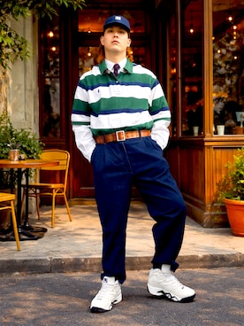 「GU（ジーユー）のアイテム（キャップ）」を使った、ようさん（メンズ・177cm）の春コーディネート