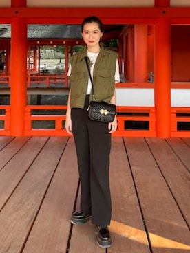 「H&M（エイチ・アンド・エム）のアイテム（ミリタリージャケット）」を使った、Fuka ◟̽◞̽さん（レディース・164cm）の秋コーディネート