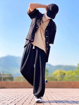 「neos（ネオス）のアイテム（スウェットパンツ）」を使った、しょう🐤🐦🐧しばらく休みますさん（メンズ・173cm）の夏コーディネート