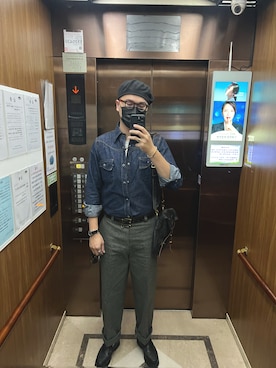 「SAMURAI JEANS（サムライジーンズ）のアイテム」を使った、杰森屎塔森さん（メンズ・187cm）の秋コーディネート