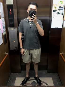 「WISDOM APPAREL（ウィズドムアパレル）のアイテム」を使った、杰森屎塔森さん（メンズ・187cm）の夏コーディネート