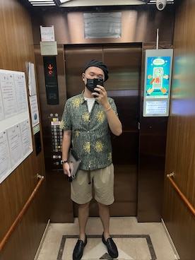 「Universal Works（ユニバーサルワークス）のアイテム」を使った、杰森屎塔森さん（メンズ・187cm）の春コーディネート