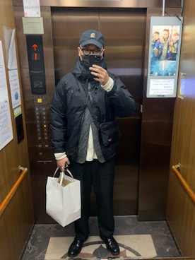 「ARMY TWILL（アーミーツイル）のアイテム（トップス）」を使った、杰森屎塔森さん（メンズ・187cm）の冬コーディネート