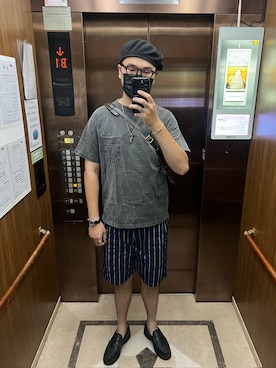 「JULIUS TART OPTICAL（ジュリアスタートオプティカル）のアイテム」を使った、杰森屎塔森さん（メンズ・187cm）の夏コーディネート