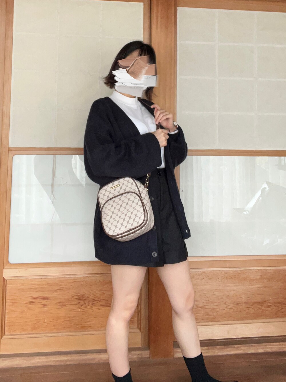 モノグラム柄ショルダーバッグ GRL（グレイル）の「モノグラム柄レザーショルダーバッグ（ショルダー