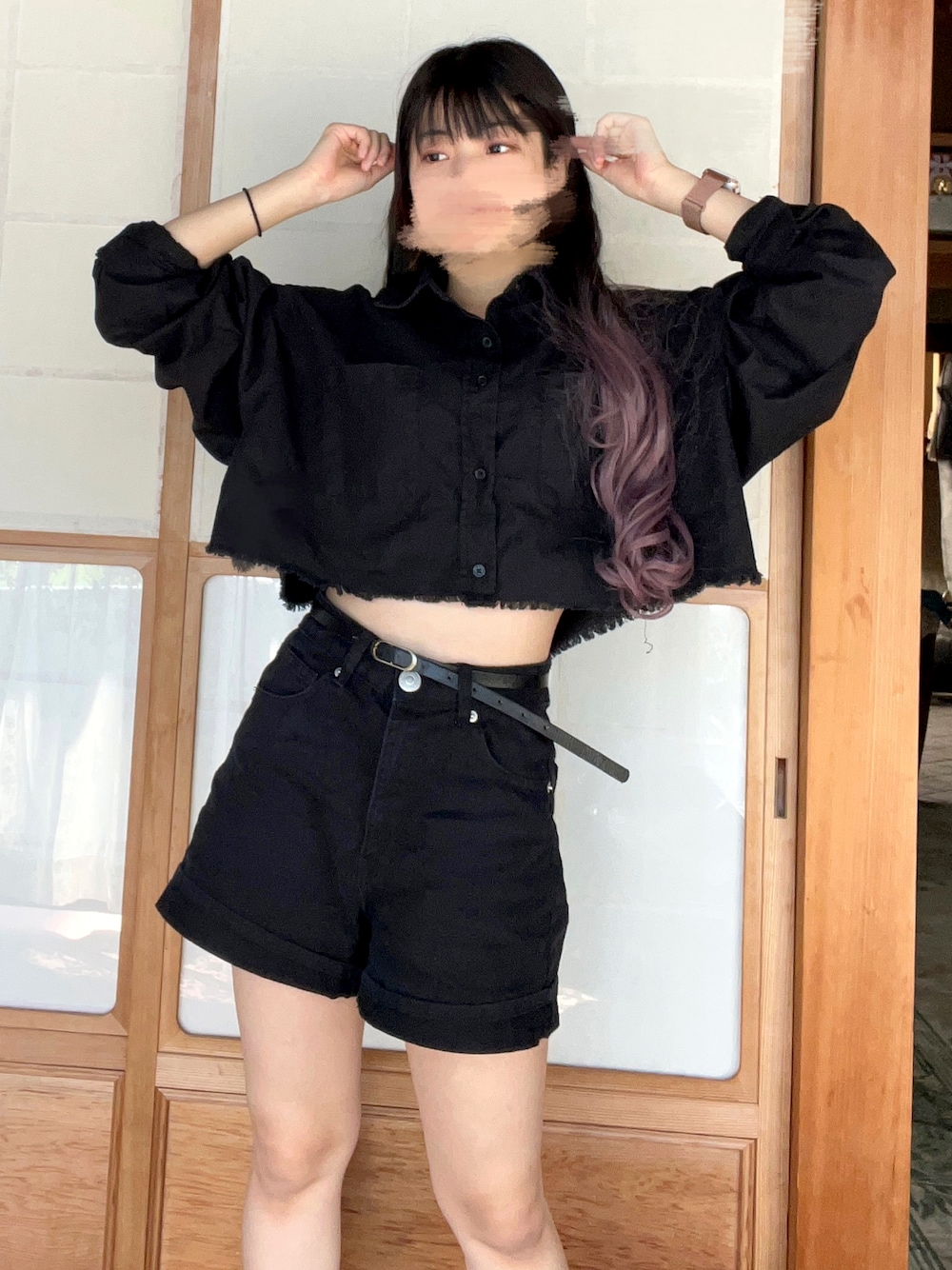 「低身長コーデ、秋コーデ、韓国ファッション、おしゃれさんと繋がりたい」｜「WEGOのアイテム（その他アウター、ブラック系）」を使った、へっぽこちゃんさん（レディース・148cm）の秋コーディネートの1枚目の写真