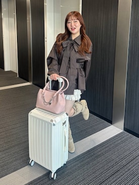 「アイテム（ボストンバッグ、ピンク系）」を使った、こぼちゃんさん（レディース・156cm）の夏コーディネート