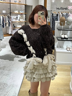 「アイテム（チューブトップ）」を使った、こぼちゃんさん（レディース・156cm）の秋コーディネート