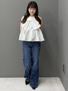 「Heather（ヘザー）のアイテム（パンツ）」を使った、こぼちゃんさん（レディース・156cm）の夏コーディネート