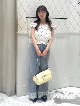 「Heather（ヘザー）のアイテム（パンツ）」を使った、こぼちゃんさん（レディース・156cm）の夏コーディネート