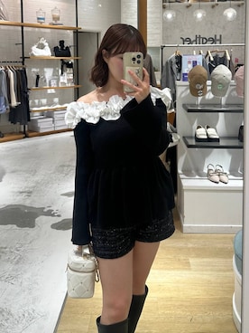 「Heather（ヘザー）のアイテム（パンツ）」を使った、こぼちゃんさん（レディース・156cm）の秋コーディネート