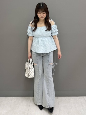 「Heather（ヘザー）のアイテム（パンツ）」を使った、こぼちゃんさん（レディース・156cm）の夏コーディネート