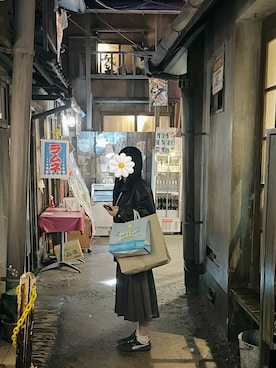 「アイテム（ライダースジャケット）」を使った、minri_さん（レディース・152cm）の秋コーディネート