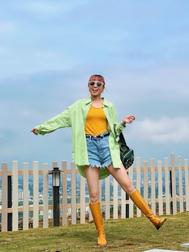 「タートルネック」｜「アイテム（タンクトップ）」を使った、太元🤍🇹🇼さん（レディース・161cm）の春コーディネート