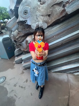 「アイテム（デニムスカート）」を使った、hazel Sau さん（レディース・155cm）の夏コーディネート