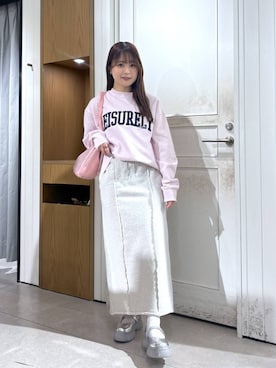 「着痩せ」｜「アイテム（スウェット）」を使った、ゆーみさん（レディース・155cm）の春コーディネート