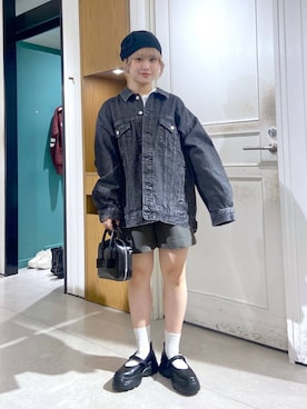 「着痩せ」｜「アイテム（デニムジャケット）」を使った、ゆーみさん（レディース・154cm）の秋コーディネート