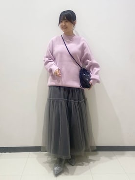 「アイテム（モカシン/デッキシューズ、シルバー系）」を使った、ゆーみさん（レディース・154cm）の秋コーディネート