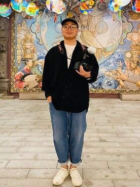 「VANS（バンズ）のアイテム（キャップ）」を使った、Sam Luさん（メンズ・171cm）の冬コーディネート