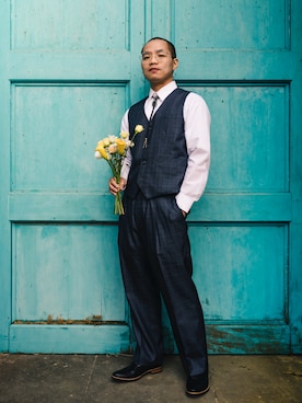 「Nyu（ニュウ）のアイテム」を使った、Sam Luさん（メンズ・171cm）の冬コーディネート