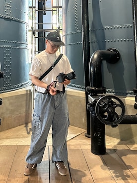 「BEAMS（ビームス）のアイテム（帽子）」を使った、Sam Luさん（メンズ・171cm）の冬コーディネート