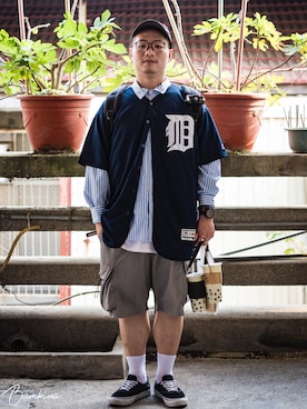 「NET（ネット）のアイテム」を使った、Sam Luさん（メンズ・171cm）の春コーディネート