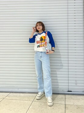 「DIESEL京都ポルタ」｜MIOさん（レディース・158cm）の春コーディネート