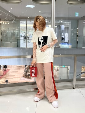「差し色(赤)」｜MIOさん（レディース・158cm）の夏コーディネート