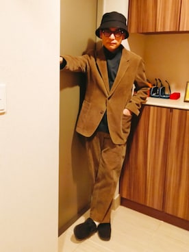 「UNIQLO U」｜「アイテム（帽子）」を使った、atunndoさん（メンズ・170cm）の冬コーディネート