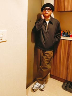 「UNIQLO U」｜「アイテム（帽子）」を使った、atunndoさん（メンズ・170cm）の冬コーディネート