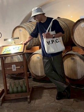 「UNIQLO U」｜「アイテム（帽子）」を使った、atunndoさん（メンズ・170cm）の夏コーディネート