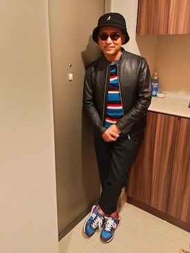 「UNIQLO JW ANDERSON」｜「アイテム（ライダースジャケット）」を使った、atunndoさん（メンズ・170cm）の秋コーディネート