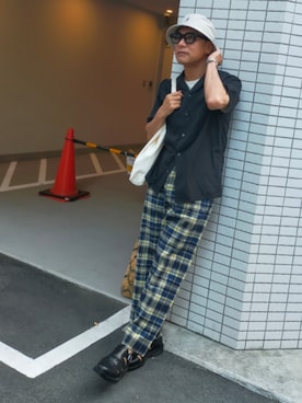 「アイテム（帽子）」を使った、atunndoさん（メンズ・170cm）の夏コーディネート
