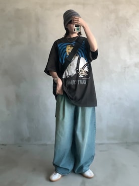 「ロックT」｜「アイテム（その他）」を使った、Tane🌷さん（レディース・161cm）の夏コーディネート