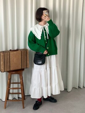 「ゆるニット」｜「アイテム（その他）」を使った、Tane🌷さん（レディース・161cm）の秋コーディネート