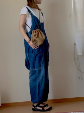 「CUBE SUGAR（キューブシュガー）のアイテム（サロペット/オーバーオール）」を使った、まぁこさん（レディース・160cm）の夏コーディネート