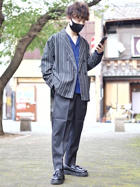 「低身長コーデ、秋」｜「アイテム（テーラードジャケット）」を使った、HIBIKIさん（メンズ・164cm）の秋コーディネート